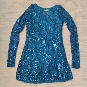 Balera Teal Sequined Dance/Skate Performance Dress
